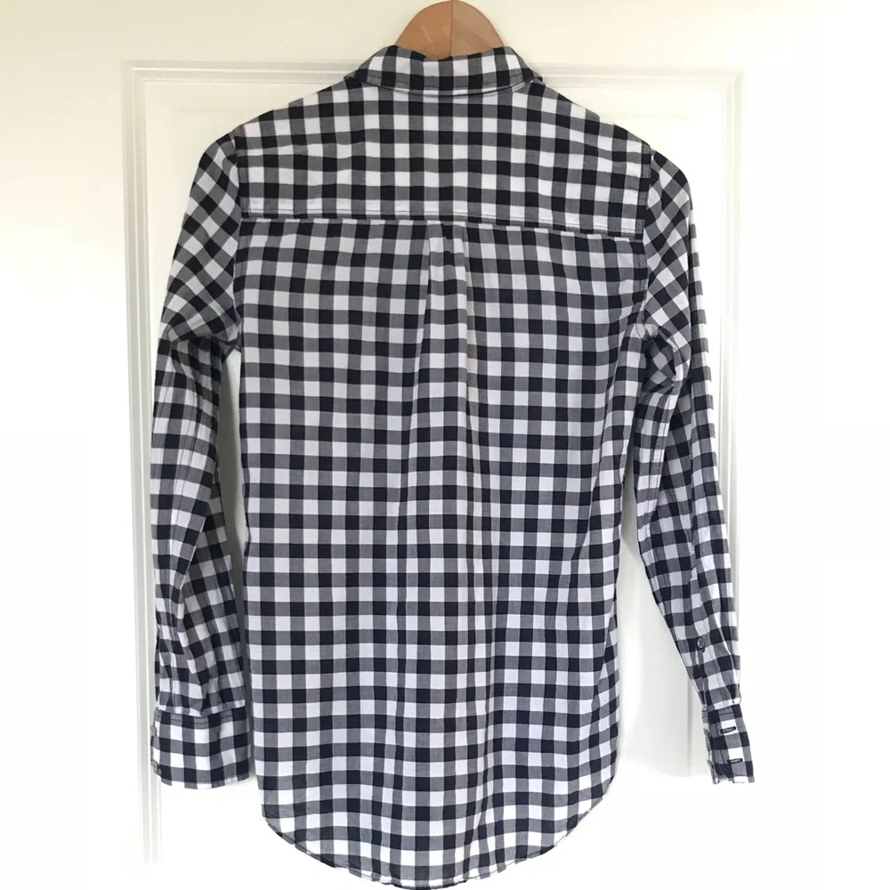 J. Crew Black and White Gingham Button-Down
